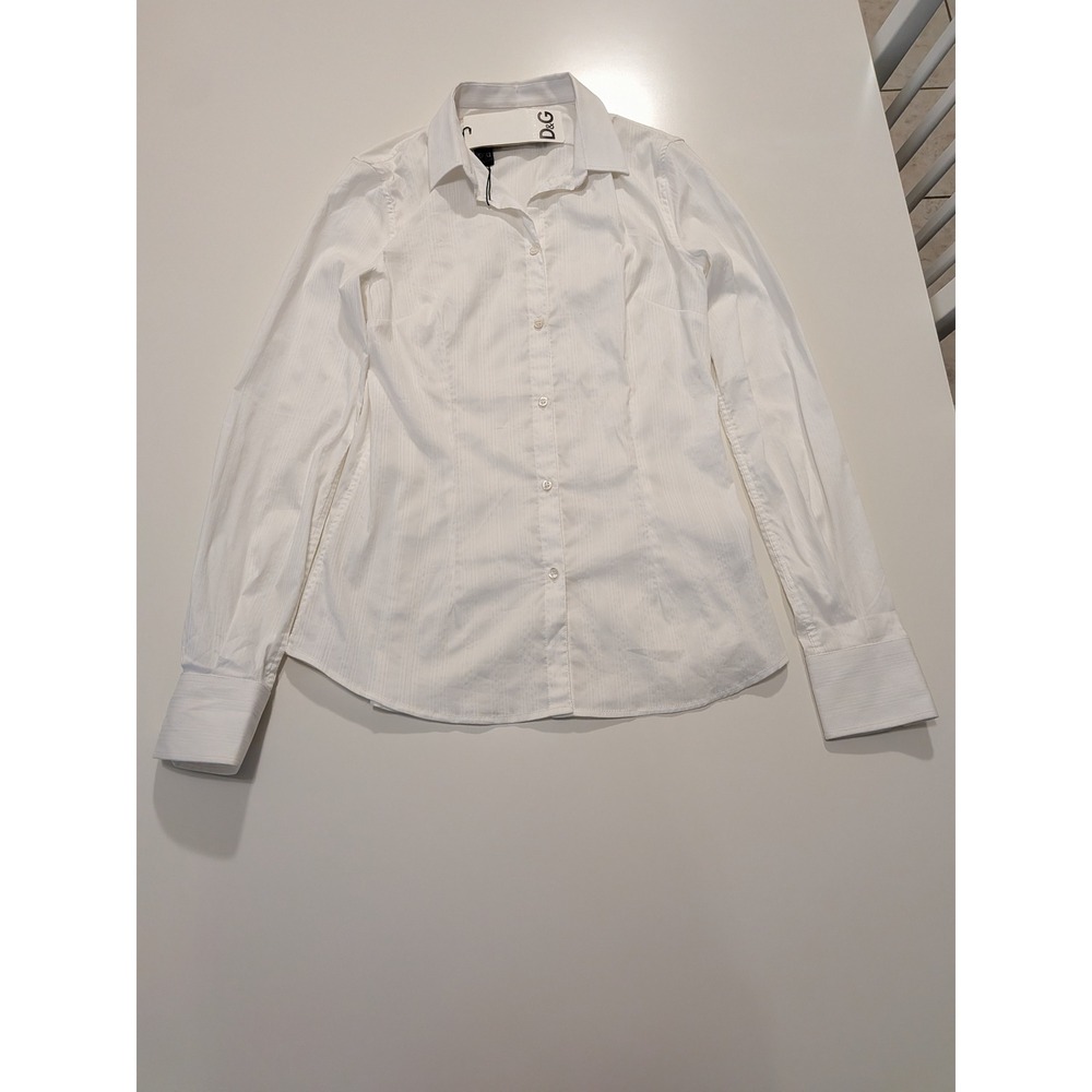 Dolce & Gabbana D&G‎ White Striped Cotton Button Down Shirt Size 42